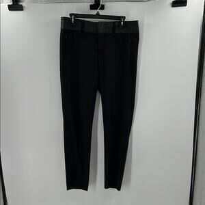 Rag & Bone Women's Wool with leather trip pants - Black - 8